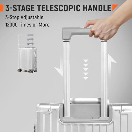 UrbanExplorer All Aluminum Carry On Luggage 22x14x9 Airline Approved Heavy Duty Hard Shell Suitcases Zipperless Suitcase with TSA Lock, Sliver, 20 Inch 5