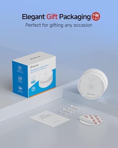 Heiman Smoke Detector, Photoelectric Fire Alarm, 10-Year Battery Powered Smoke Alarms for Home, UL 217 10th Ed. Certified, Portable Small Compact, Test Silence Button & Low Battery Warning, RV, Travel 10