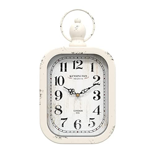 Menterry Small Retro Rectangle Wall Clock, White Antique Vintage Style, Battery Operated Silent Decor Wall Clocks for Farmhouse,Bedroom,Kitchen,Bathroom (11" H x 6.1" W)