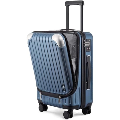 LEVEL8 Grace Carry on Luggage 22x14x9 Airline Approved, 20 Inch Hard Shell Suitcases with Spinner Wheels, Abs+Pc Hard Case Luggages with Tsa Lock for Airplane, Blue