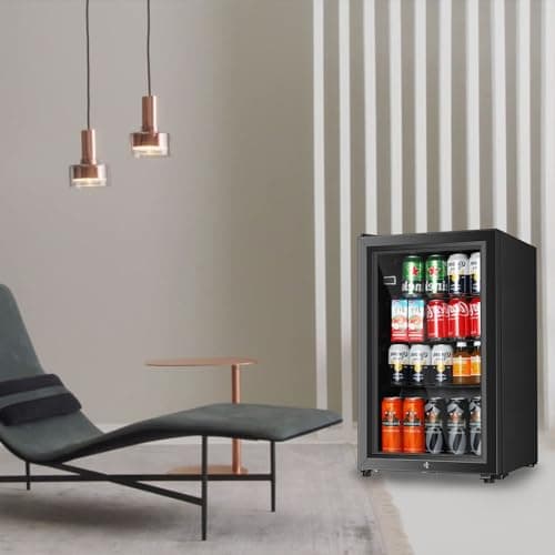 HAILANG Beverage Refrigerator, 2.3 Cu.Ft, Mini Fridge with Glass Door for Soda Beer, Freestanding Beverage Cooler for Office, Bar, Adjustable Shelving&Adjustable Foot 6