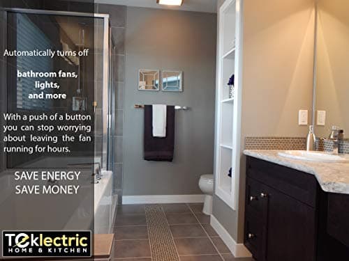 Auto Shut Off Timer for Bathroom Fan: 30-15-10-5 Minute Preset Countdown (White) by Teklectric 5