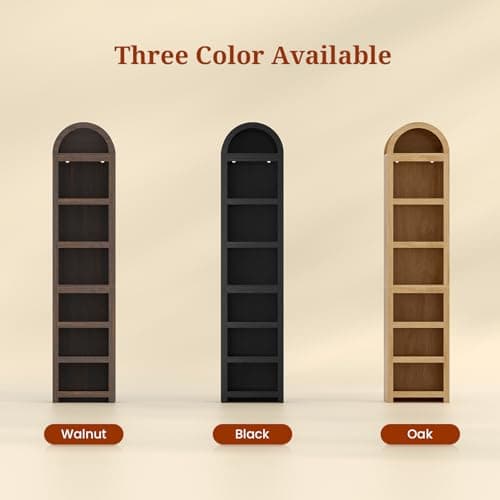 UPOSOJA 76" Tall Narrow Arched Bookcase,7-Teir Mid-Century Modern Bookshelf,Adjustable Shelves offering More Storage Space for Living Room,Kitchen,Home Office,Oak 8