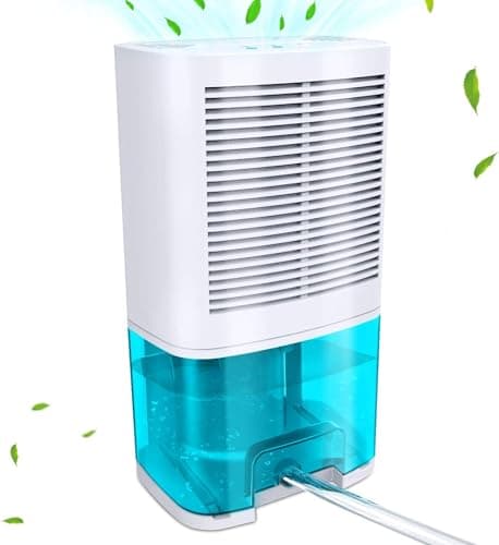 Dehumidifier 68oz(2000ml) Small Dehumidifier with Drain Hose for Up to 650 sq.ft Ultra Quiet Mini Portable Air for Home Basements Bathroom Bedroom Closet Kitchen RV