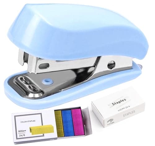 WIWUE GUO Blue Modern, Playful Desk Stapler with 1440 Staples, Full Strip Capacity, Manual Operation