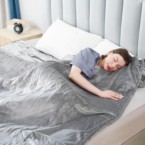 Eydna Electric Heated Blanket 62”x84” Flannel Twin Size with 6 Heating Settings 10 Hours Auto-Off, Fast-Heating, Machine Washable, Gray