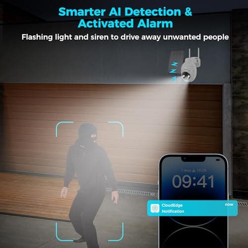 Aomeisi G2 Solar Security Camera Outdoor,360°View Pan/Tilt,Two-Way Talk,Easy to Setup,Audible Flashlight Alarm,Motion Alert,SD Slot Cloud Storage,Tech Support,Work with Alexa Google Home,CloudEdge 3