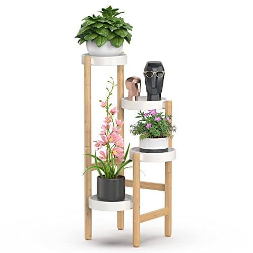 Wisuce Bamboo Plant Stands Indoor, 4 Tier Tall Corner Plant Stand Holder & Plant Display Rack for Outdoor Garden Indoor Home (4 Tier -2)