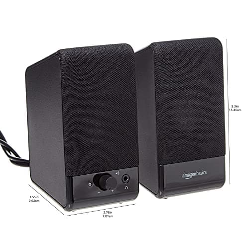 Amazon Basics USB-Powered Computer Speakers with Volume Control for Desktop or Laptop PC, Compact Size, Headphone Jack, Portable, Plug-N-Play, Black 6