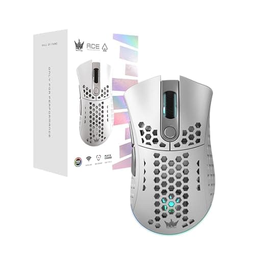 GALAX HOF Ace M2 White Wireless Gaming Mouse - Nvidia Reflex - 38000 DPI - ARGB - Ultralight - 6 Programmable Buttons - PixArt Sensor - 1000 Hz Polling Rate - USB-C Charging - Long Life Battery - PC