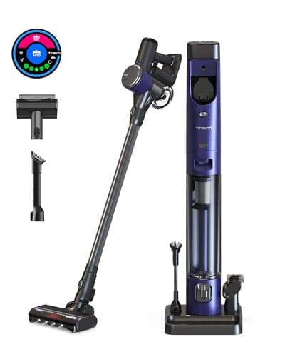 Tineco Pure ONE Station FurFree Cordless Vacuum Cleaner with 3L Auto Dust Base, Smart Stick Vacuum Cleaner Powerful Suction & Lightweight, ZeroTangle Brush for Hard Floor, Carpet & Pet Hair, Blue