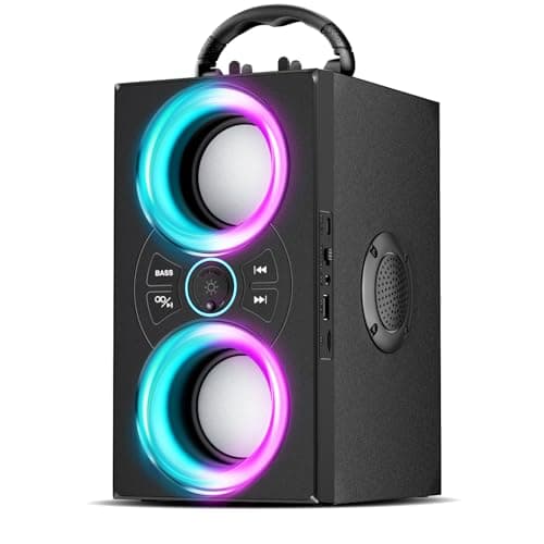 DINDIN Bluetooth Speakers, 40W Peak Wireless Speaker with Subwoofer, TWS, Big Bass, 80dB Portable Party Speaker with Lights for Beach, BBQ, Outdoor, Camping, Travel