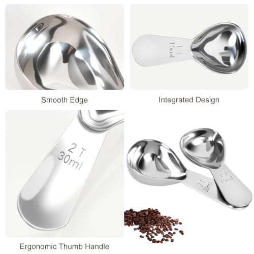 2Pcs Coffee Scoops, Premium 18/8 Stainless Steel Coffee Spoons, Set of 2 Short Handled (1 Tablespoon & 2 Tablespoon) Coffee Measuring Spoon for Ground Coffee, Tea and Powder by ES NATAURA 6