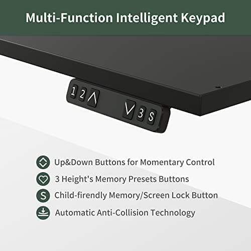 FEZIBO L Shaped Standing Desk with LED Strip & 2 Drawers, Triple Motors Supports Over 300lbs, Upper and Lower Storage Shelves Available, Electric Height Adjustable, for Home Office, Black Walnut 6