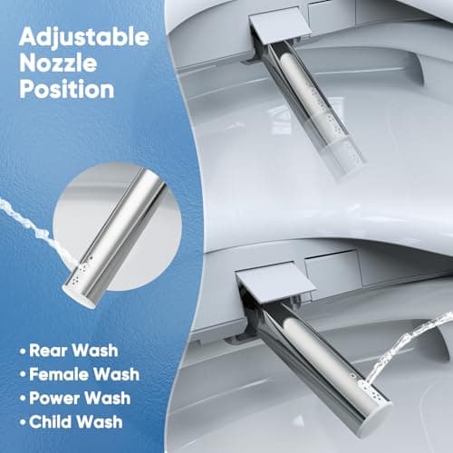 Electric Bidet Toilet Seat with Adjustable Heated Seat and Instant Warm Water, Elongated Bidet Attachment for Toilet with Wireless Remote Air Dryer, Feminine & Front Rear Wash, Self-Clean Nozzle 5