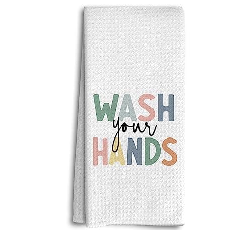 Dwept Kids KidBathroom Decor, Kids Hand Towels, Kids Bathroom Accessories, Little Girls Boys Bathroom Kitchen Decor forKids, Wash Your Hands Boho Nursery Dish Towels Tea Towels for KitchenBathroom
