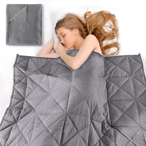 LOYIGA Weighted Blanket with Washable Duvet Case (10 lbs 47"x70"), Cooling Heavy Blanket with Glass Beads, Throw Blanket for Adults (Grey)