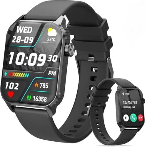 TRAUSI Smart Watch for Men, 1.83" HD Smartwatch with Heart Rate, Sleep Monitor, IP67 Waterproof, Bluetooth Call, Music Control Watch for iPhone/Android Black