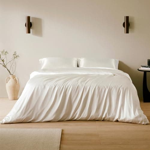 LILYSILK 100% Silk Pillowcase 1PC 25MM Pure Bed Pillowcase for Hair & Skin Oxford Envelope Double-Sides Charmeuse Silk,Ivory Standard 20x26 inches 8