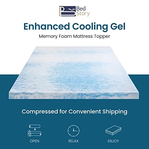 BedStory 3 Inch Memory Foam Mattress Topper Queen Size, Gel Infused Swirl Memory Foam Bed Topper for Back Pain Relief, Cooling Mattress Pad Ergonomic Design Skin-Friendly, CertiPUR-US Certified 5
