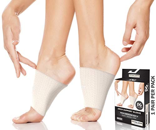 Physix Gear Arch Support Bands for Foot discomfort comfort - Arch comfort Compression Bands, Arch Support Band for Plantar Fasciitis, Arch Compression Support, Arch Sleeves, Foot Arch, Beige, M