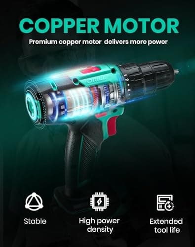 DCA Cordless Drill Set, 354 in-lbs Torque, 3/8" Keyless Chuck, Electric Power Drill with 2.0Ah Battery and Charger,18+1 Position,25-Piece 20V Drill Driver Kit, ADJZ2035 7