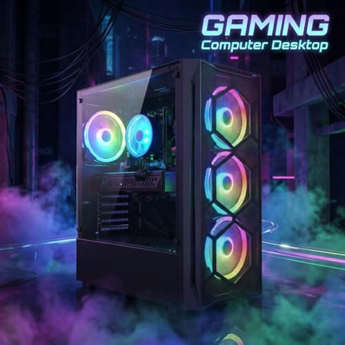 STGAubron Gaming PC Desktop Computer, Intel Core i7 up to 3.9GHz, Radeon RX 580 8G, 16G RAM, 512G SSD, WiFi 6, BT 5.0, RGB Fan x4, Windows 11 Home 4