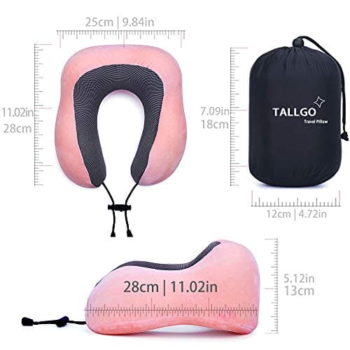 TALLGO Travel Pillow, Best Memory Foam Neck Pillow Head Support Soft Pillow for Sleeping Rest, Airplane Car & Home Use (Pink) 6