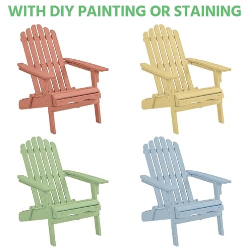 Yaheetech Folding Adirondack Chair with Retractable Ottoman Weight Capacity 300lb Solid Wood Garden Chair, Fire Pit Lounge Chairs Weather Resistant Furniture for Garden/Yard/Patio/Lawn, Brown 9