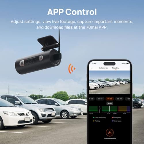 70mai Dash Cam M200, Dash Camera for Cars 1080P, Dash Cam Front with STARVIS2 IMX662, HDR Night Vision, Parking Monitor, G-Sensor, Loop Recording, Time-Lapse,App & WiFi, Voice Control Small DashCam 5