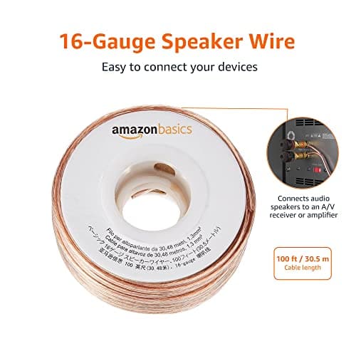 Amazon Basics 16-Gauge Speaker Wire Cable, Polarity Marked, 100 ft, Bronze 2