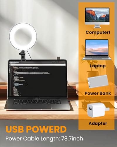 Video Conference Lighting Kit, Ring Light Clip on Laptop Monitor, 6" Dimmable LED Circle Selfie Light for Zoom Meeting/Remote Working/Zoom Calls/Live Streaming/Video Recording 5