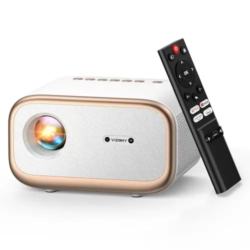 Smart Projector with WiFi 6 & Bluetooth, Compatible With Netflix/YouTube/ Prime Video Apps, Auto Focus & Keystone, Full-Sealed Optical Engine, Native 1080P Projector