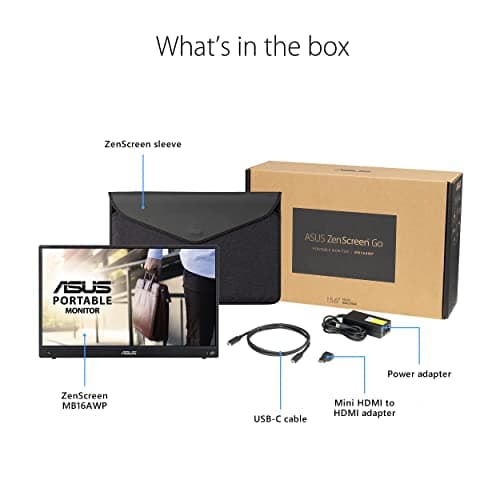 ASUS ZenScreen 15.6” 1080P Wireless Portable Monitor (MB16AWP) - FHD, IPS, Built-in Battery, Eye Care, USB Type-C, Tripod Mountable, Supports iOS, Android, Win11, Mini HDMI, 3-Year Warranty 7