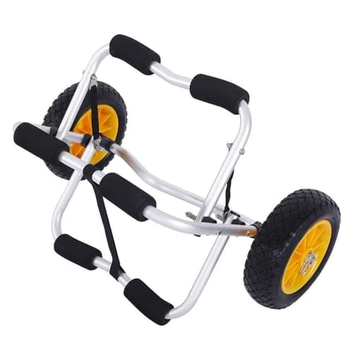 Kayak Cart Dolly Wheels Trolley - Beach Tire Transport for Canoes, Boats, Sit-On-Tops - Scupper Carts, Wagon Hauler - Kayaking Essential