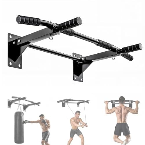 MEDETAYI Pull Up Bar Wall Mounted - Multifunctional Wall Mounted Pull Up Bar for Home Gym, Workout Strength Training Equipment, Chin-Up Bar with 2 Suspension Anchors