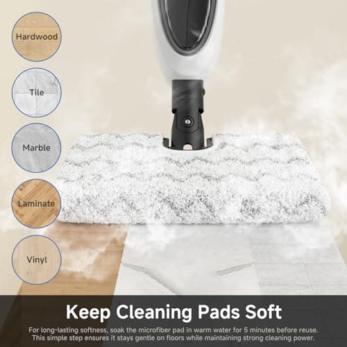 SIMPLUS Steam Mop, 8-in-1 Steam Cleaner, 17S Heat Up, Floor Steamer Double-Sided Flip Design, Suitable for Kitchen, Bathroom, Wood Floor, Tile, Windows, Clothes, Whole Home Cleaning 5