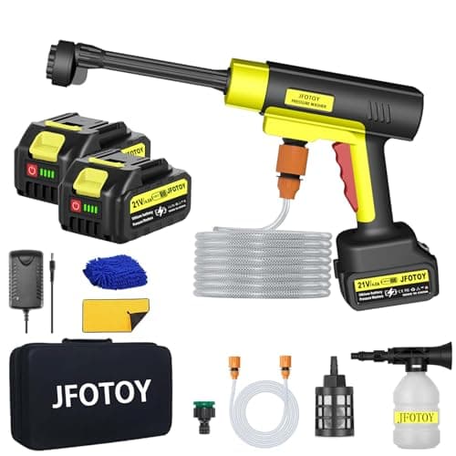 Portable Cordless Pressure Washer, 1200 PSI Portable Power Washer Can be Connected Directly to The Tap with 2 Battery, 6 in 1 Nozzle, 33FT Hose, for Car, Fence, Floor, Patio
