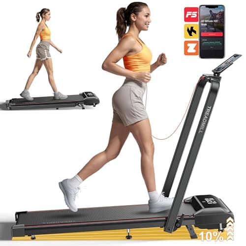 Acezoe Walking Pad Treadmill with Incline, 2 in 1 Folding Treadmills for Home Small Office, 300lbs Portable Compact Under Desk Treadmill with LED Display and Apps
