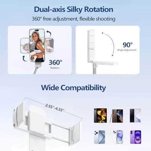 yAyusi Extendable Mini Selfie Stick for iPhone, Pocket Size Portable Selfie Stick with Remote, Compact Phone Selfie Sticks with Phone Holder for Content Creation/Vlog/Video Record/Live Stream (White) 5