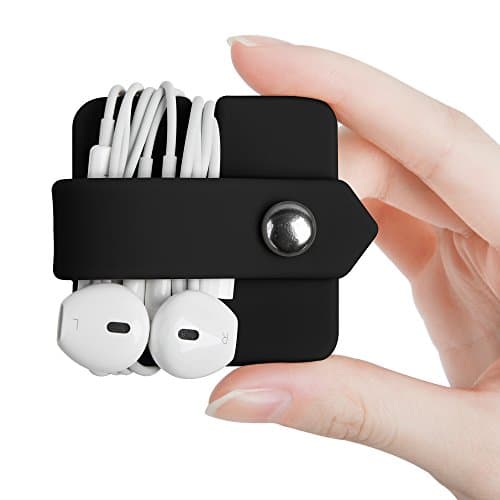 ELFRhino Headphone Case Cord Organizer Earbuds Holder Earphones Case Wrap Winder Headset Keeper Cord Manager Cable Organizer Black 2