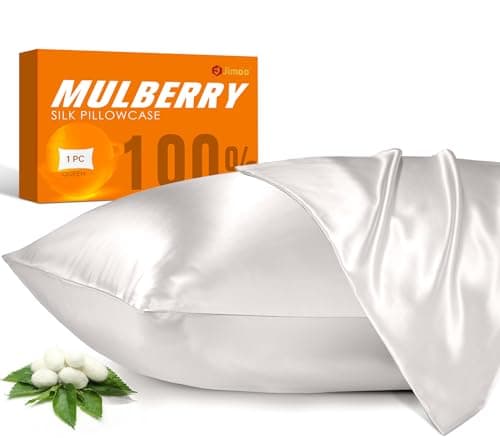 100% Mulberry Silk Pillowcase for Hair and Skin, 22 Momme Pure Natural Silk Pillow Case Both Sided with Zipper, Pillow Cover for Women Mom Men (Ivory White, Queen 20''×30'', 1 Pack)