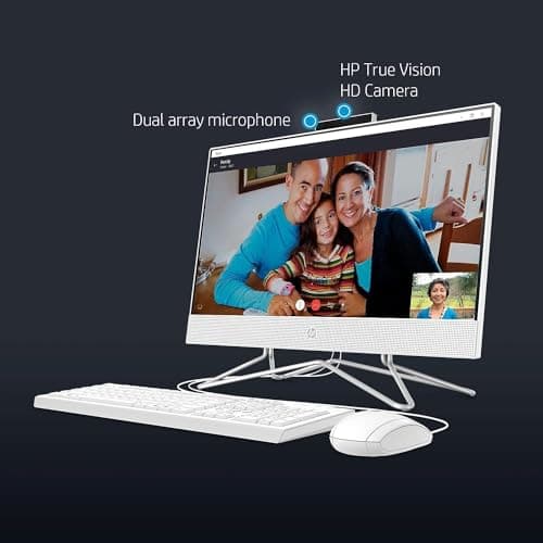 HP All-in-One Desktop Computer, 21.5" FHD Display, Intel Celeron J4025 Processor, 16GB RAM, 256GB SSD, Webcam, HDMI, RJ-45, Wired Keyboard&Mouse, Wi-Fi, Windows 11 Pro 8