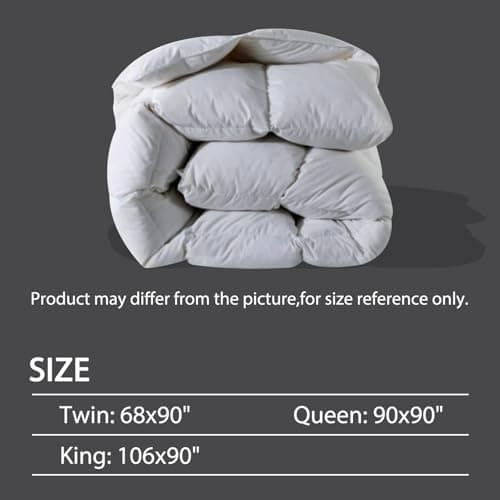 BedTreat Luxury Goose Down Comforter Twin Size,Premium Hotel collecton Duvet Insert for All Seasons with Ultra-Soft 100% Organic Cotton Cover and 8 Tabs,Fluffy and Medium Warmth(68"X90",White) 8
