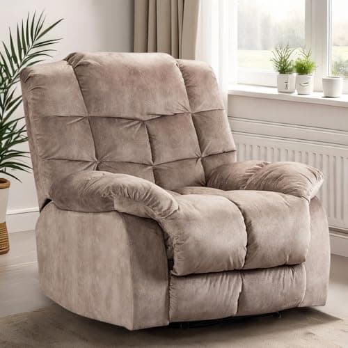Recliner Chair Breathable Fabric Single Sofas Manual Recliner Chairs Overstuffed Recliner (Brown)
