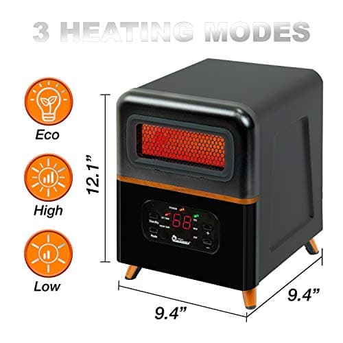 DR. INFRARED HEATER DR-978 New Upgraded Dual Heating Hybrid Portable Infrared Space Heater, 1500W with Remote 3