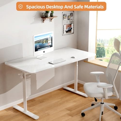 Zexigtau Manual Height Adjustable Standing Desk, 31.5" x23.6" Inch Hand Crank Sit Stand Work Table, Ergonomic Home Office Desk with Smooth Manual Lift, Modern Workstation for Study or Office, White 5