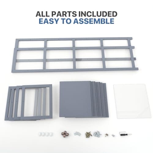 Magshion Display Cabinet, 4-Tier Curio Cabinet with Acrylic Doors, 55" Tall Display Case for Collectibles, Showcase for Living Room, Bedroom, Playroom, Grey, 13" D x 16" W x 55" H 9