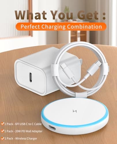Magnetic Wireless Charger for iPhone 16 15 14 13 12 Series/AirPods 3/2/Pro 2/Pro - with 20W Power Adapter, 15W Wireless Mag-Safe Charging Pad and 6 FT USB-C to C Cable 7