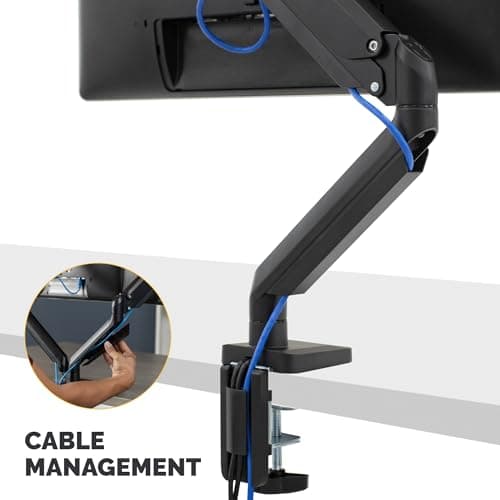 Fellowes Platinum Series Single Monitor Arm for 40-Inch Monitors, Full Motion, 360° Rotation, VESA Mount with Grommet or Clamp, USB Ports, Ergonomic, Black, 8043301 6